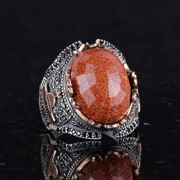 Kambo Islamic Men s Ring İn 925K Sterling Silver Ring Brown 925 Sterling Silver Ring Handmade Turkey KAMBO - View 5