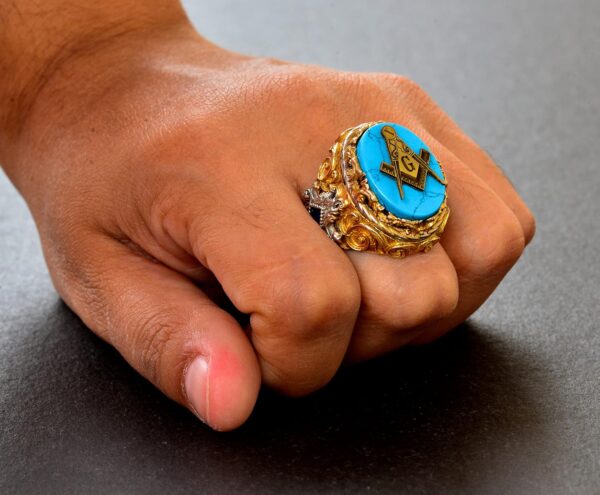 Handcrafted 925 Sterling Silver Men s Masonic Ring With Natu 925 Sterling Silver Natural Turquoise Ring Handmade Turkey KAMBO