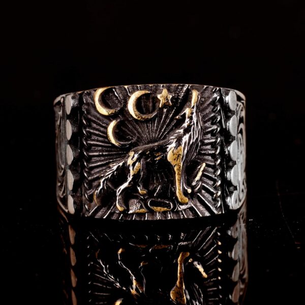 Men s Sterling Silver Wolf Ring Wildlife Inspired Wolf Silve 925 Sterling Silver Ring Handmade Turkey KAMBO - View 2