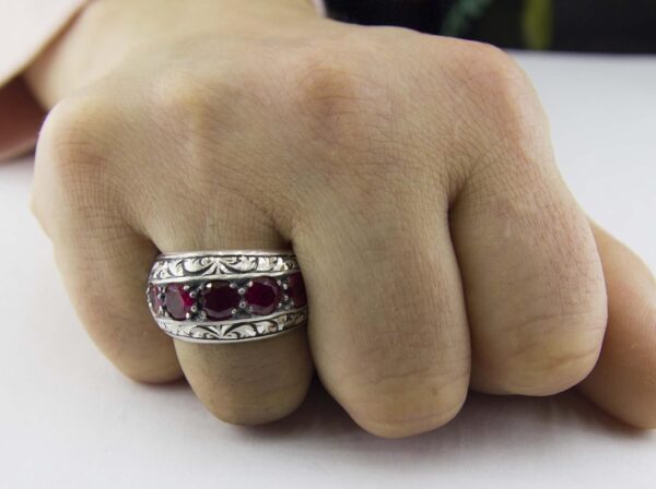 Sterling Silver Men s Ring Created Garnet Stone Steel Pen Cr 925 Sterling Silver Natural Garnet Ring Handmade Turkey KAMBO -