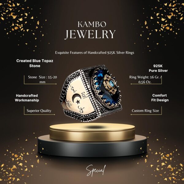 Falcon Jewelry Muslim Ring Islamic Ring Arabic Ring Sterling 925 Sterling Silver Ring Handmade Turkey KAMBO - View 2