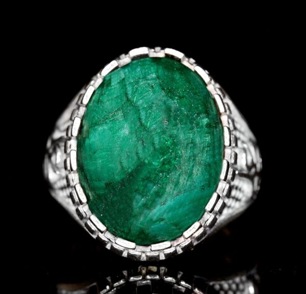 Falcon Jewelry Men s Sterling Silver Islamic Ring Natural Ca 925 Sterling Silver Natural Emerald Ring Handmade Turkey KAMBO -
