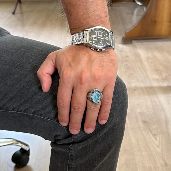 Kambo Created Stone Ring Exquisite Handcrafted 925 Sterling 925 Sterling Silver Ring Handmade Turkey KAMBO - View 3