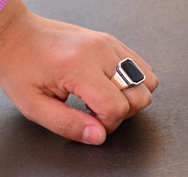 Men s Created Onyx Gemstone Ring 925 Sterling Silver Handcra 925 Sterling Silver Natural Onyx Ring Handmade Turkey KAMBO - Vi