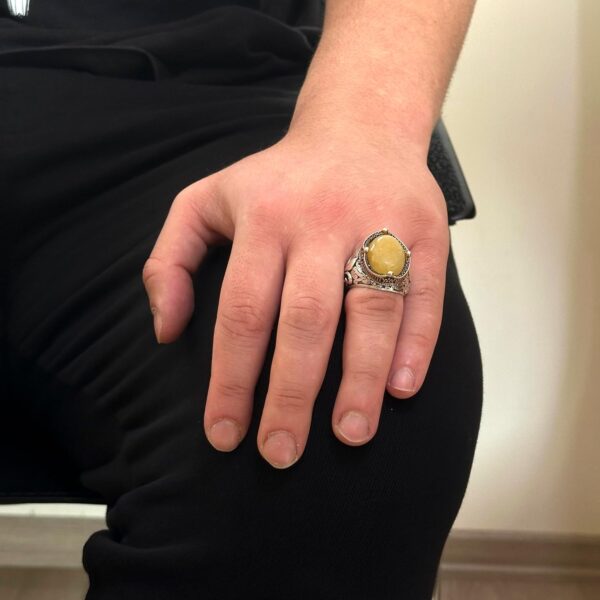 Kambo Handcrafted Men s Ring İn 925K Sterling Silver Availab 925 Sterling Silver Natural Agate Ring Handmade Turkey KAMBO - V