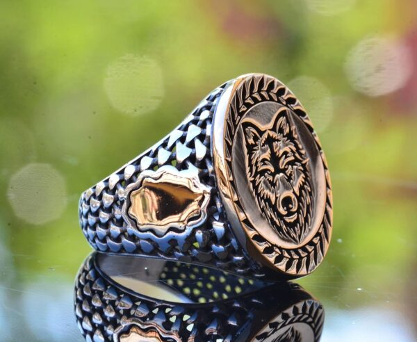 Kambo 925 Sterling Silver Wolf Ring For Men Wildlife Inspire 925 Sterling Silver Ring Handmade Turkey KAMBO - View 4