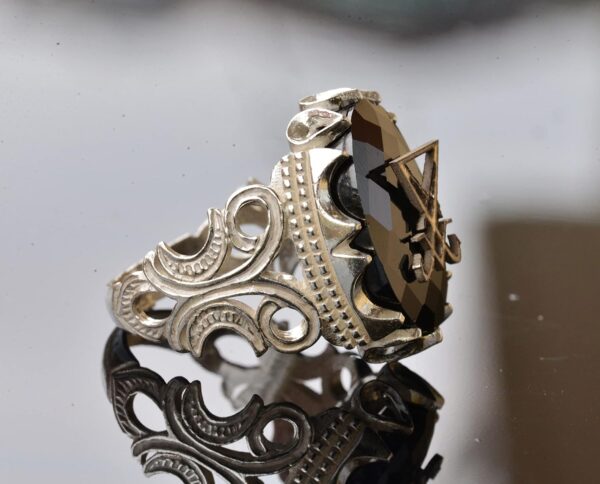 Handcrafted 925 Sterling Silver Men s Ring With Obsidian Sto 925 Sterling Silver Ring Handmade Turkey KAMBO - View 4