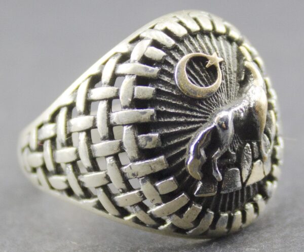 Sterling Silver Men s Ring Wolf Animal Wildlife Ring 925 Sterling Silver Ring Handmade Turkey KAMBO - View 2