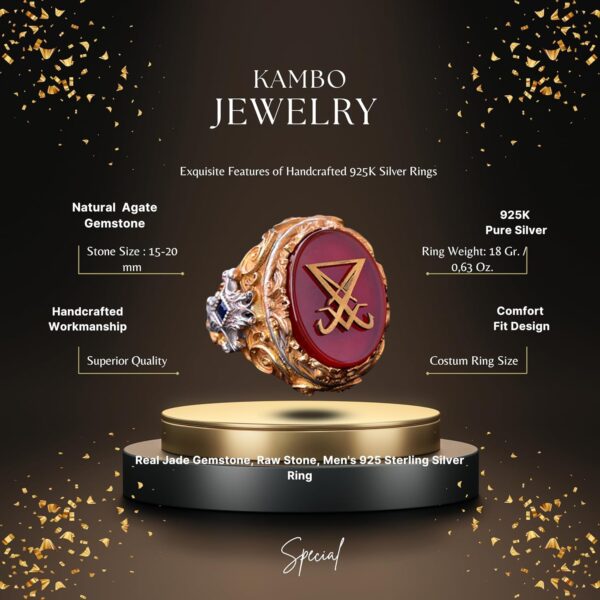 Handmade Ring 925K Solid Sterling Silver Men s Gold Plated J 925 Sterling Silver Ring Handmade Turkey KAMBO - View 2