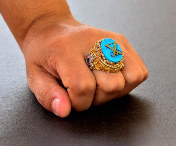 Handcrafted 925 Sterling Silver Men s Lucifer Ring With Natu 925 Sterling Silver Natural Turquoise Ring Handmade Turkey KAMBO