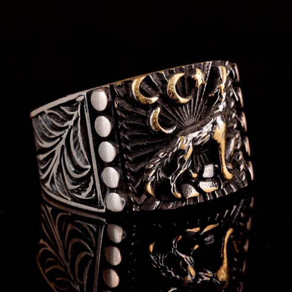 Men s Sterling Silver Wolf Ring Wildlife Inspired Wolf Silve 925 Sterling Silver Ring Handmade Turkey KAMBO - View 3