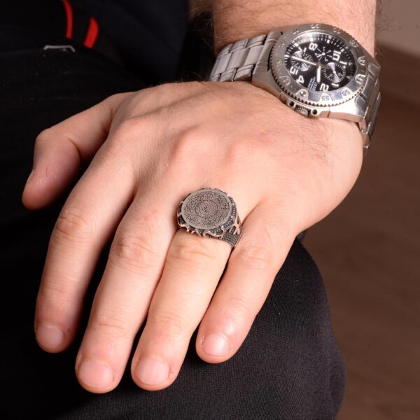 Kambo Muslim Ring 925 Solid Sterling Silver Men Ring Arabic 925 Sterling Silver Ring Handmade Turkey KAMBO - View 3