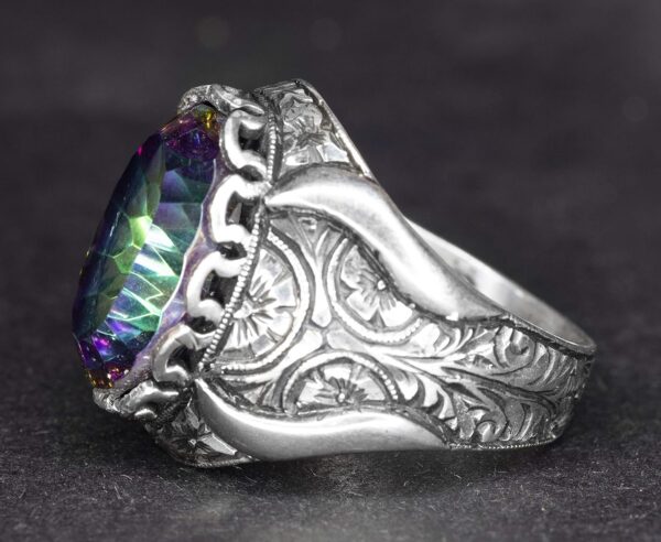 Falcon Jewelry Men s 925 Sterling Silver Ring With Mystic To 925 Sterling Silver Natural Topaz Ring Handmade Turkey KAMBO - V