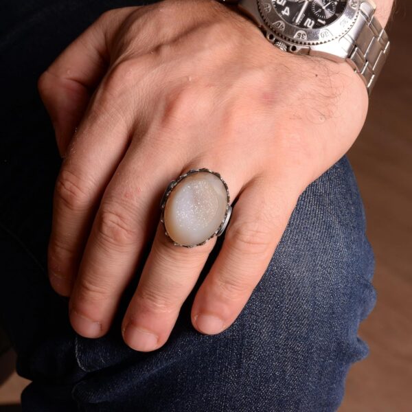 Kambo Men s King Size 925 Sterling Silver Ring Featuring Nat 925 Sterling Silver Ring Handmade Turkey KAMBO - View 3