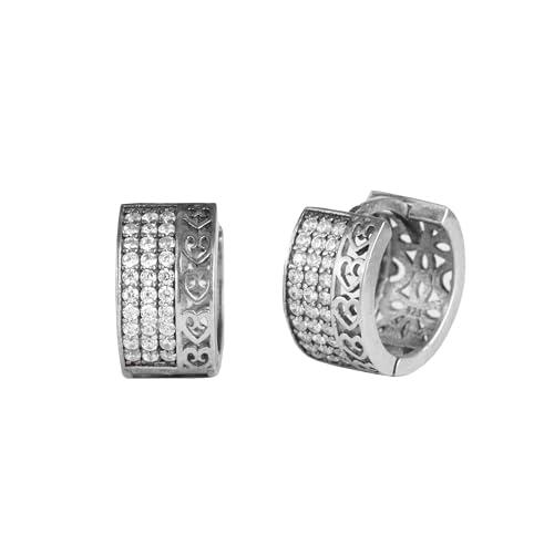 925 Ayar Gümüş Huggie Halka Küpe – Zirkon Taşlı Zarif Vintage Tasarım, Unisex Takı