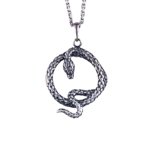 925 Ayar Gümüş Ouroboros Yılan Kolye - Sonsuzluk ve Yenilenme Sembolü - El İşi Takı