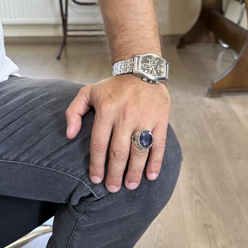 Doğal Safir Taşlı El İşi Yüzük - 925 Ayar Gümüş