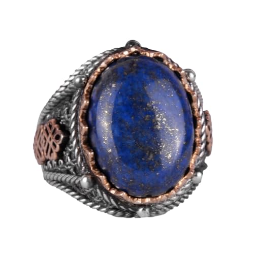 Doğal Lapis Lazuli Taşlı Yüzük, 925 Ayar Gümüş Erkek Yüzüğü, Bilgelik ve Hakikat Tasarımı