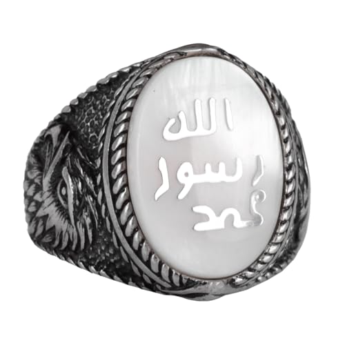 İslami Erkek Yüzük - Kartal Symbol Yüzük - 925 Ayar Gümüş El İşi Erkek Yüzük (Beyaz)