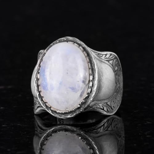 Doğal Taş Yüzük, 925 Ayar Gümüş Yüzük, (Moonstoneu)