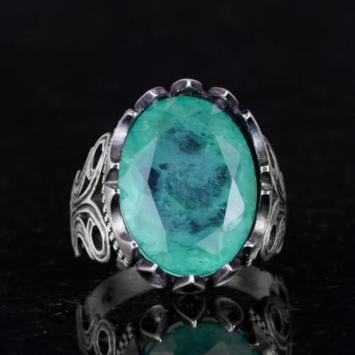 925 Ayar Gümüş Erkek Yüzük - Siyah Safir Taş Seçeneği