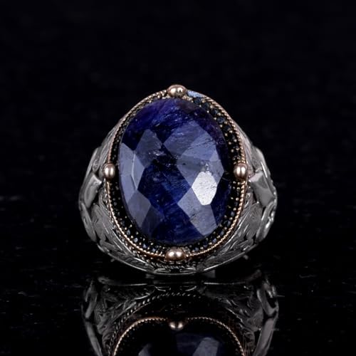 925 Ayar Gümüş Yüzük ile Premium Artificial Stones (Safir Artificial Taş Yüzük)