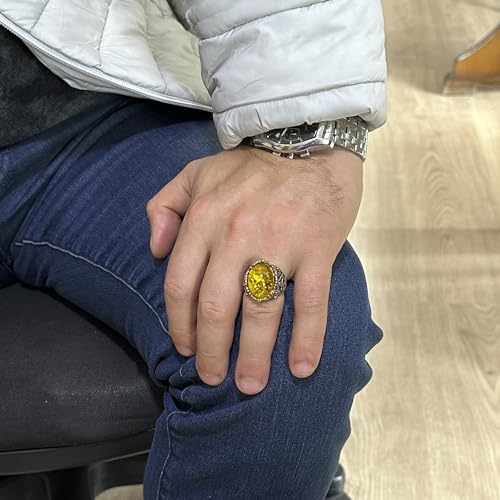 Honey Amber Artificial Taş Yüzük, 925 Ayar Gümüş Yüzük, Denizci Octopus Gümüş Yüzük - Various & Different Koleksiyonu