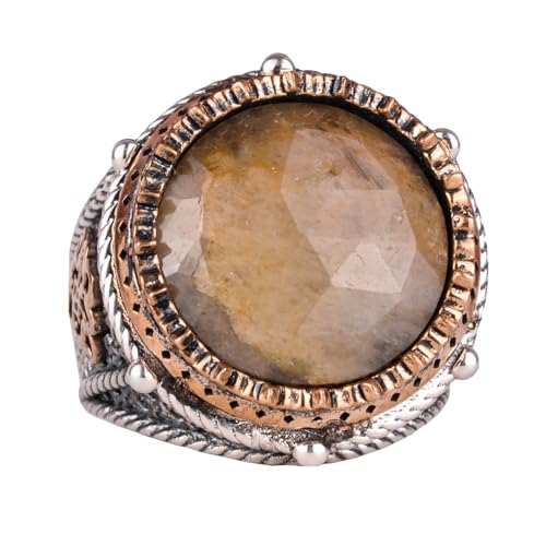 Doğal Taş El İşi Yüzük - 925 Ayar Gümüş (Sarı Safir)