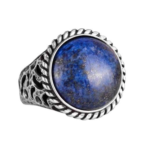Doğal Taş Yüzük - 925 Ayar Gümüş Erkek Yüzük ile Lapis Lazuli