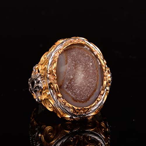Gümüş Doğal Kristal Druzy Kuvars Yüzük (Model-2)