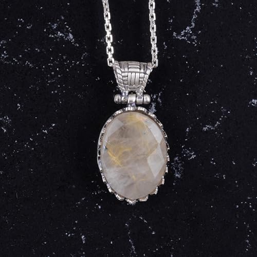 Doğal Rutile Kuvars Kolye - 925 Ayar Gümüş Kolye
