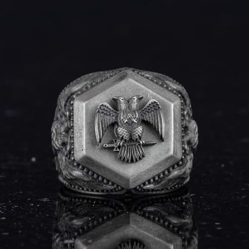 925 Ayar Gümüş Yüzük, Brave Symbol Yüzük (Double Headed Kartal)