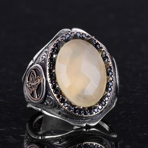 925 Ayar Gümüş Erkek Yüzük - El İşi Zariflik ile Doğal Lemon Topaz Taş