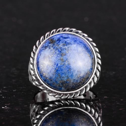 Doğal Taş Yüzük - 925 Ayar Gümüş Erkek Yüzük ile Lapis Lazuli