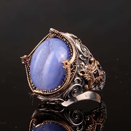 Doğal Druzy Kristal Kuvars Taş Yüzük - 925 Ayar Gümüş