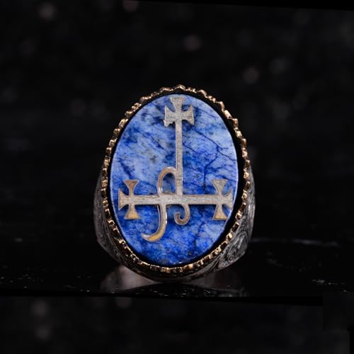 KAMBO Doğal Taşlı 925 Ayar Gümüş Erkek Yüzük – Büyük Oval Taşlı Sembolik Bildiri Yüzüğü (Lapis Lazuli)