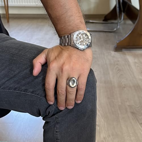 Doğal Sitrin Taşlı El İşi Kartal Yüzük - 925 Ayar Gümüş