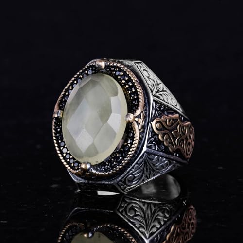 Doğal Lemon Topaz Taş Yüzük - 925 Ayar Gümüş Yüzük