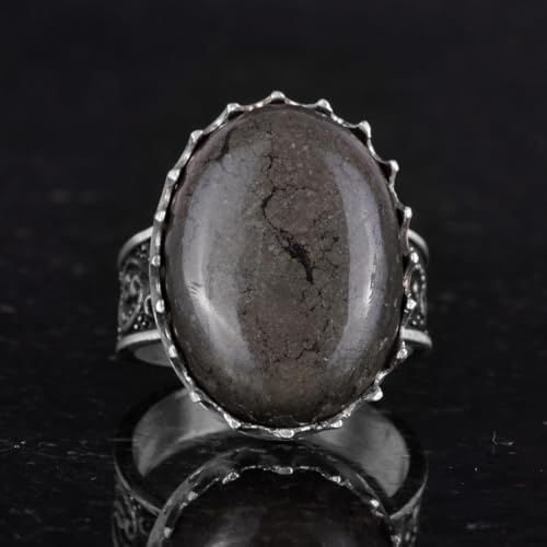Doğal Pyrite Taşlı Yüzük - 925 Ayar Gümüş El İşi Yüzük