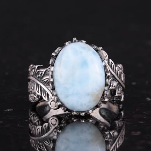 Gümüş Kadın Yüzük ile Doğal Larimar Taş