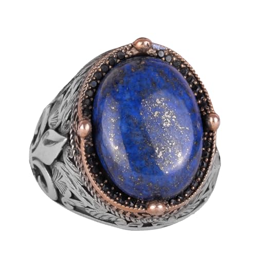 925K Gümüş El İşi Erkek Yüzük - Available ile Various Doğal Stones (Lapis Lazuli)