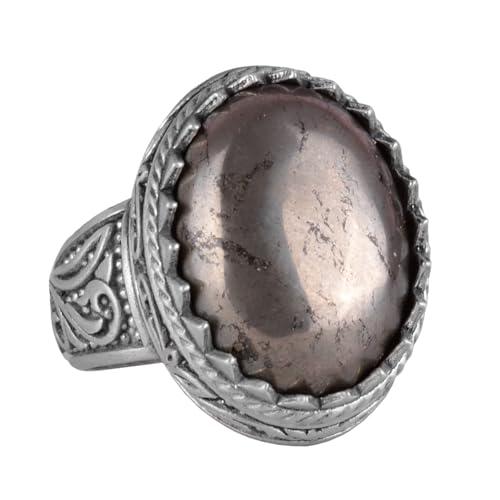 El İşi Pyrite Doğal Taş Yüzük - 925 Ayar Gümüş Erkek Yüzük