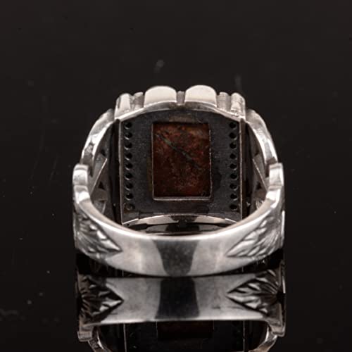 Rectangular Gümüş Yüzük, 925 Doğal Arizona Turkuaz Taş Yüzük
