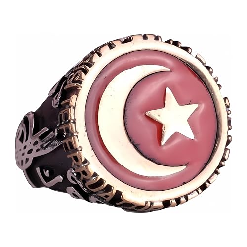 925 Ayar Gümüş Yüzük, Hilal and Yıldız Yüzük, El İşi Patriotic Tasarım