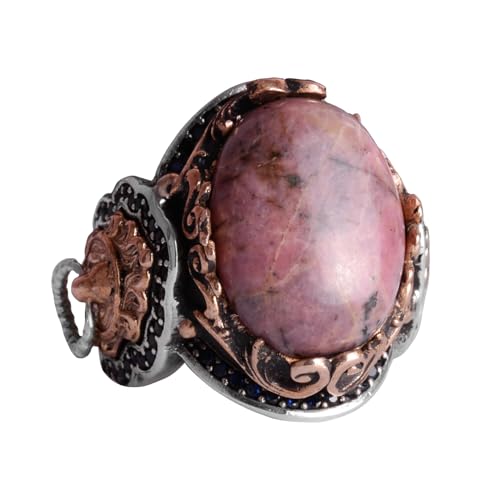 El İşi Doğal Rhodonite Taş Yüzük