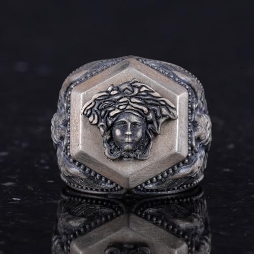 925 Ayar Gümüş Yüzük ile Medusa Motif, Brave Symbol Yüzük