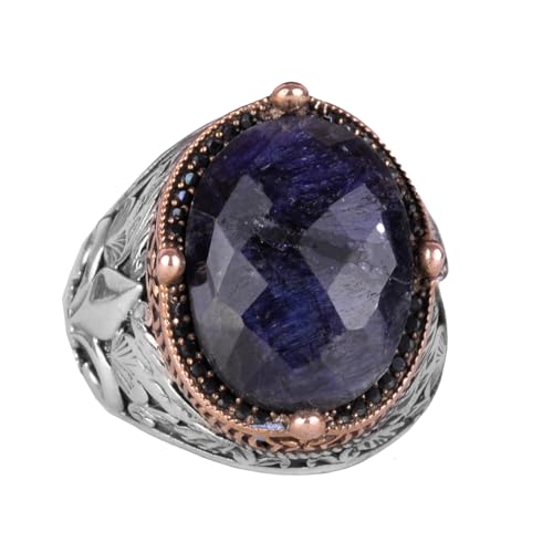 925 Ayar Gümüş Yüzük ile Premium Artificial Stones (Safir Artificial Taş Yüzük)