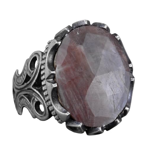Gümüş Yüzük için Erkek - Doğal Kahverengi Safir Taş
