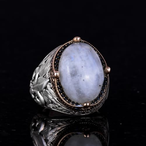 925 Ayar Gümüş El İşi Erkek Yüzük - Available ile Different Doğal Stones (Fire Opal)