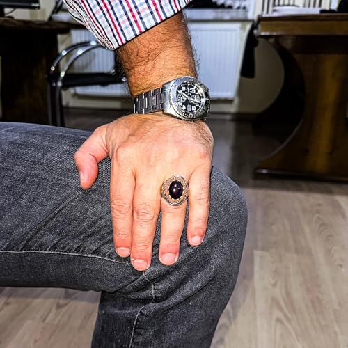 925 Ayar Gümüş Yüzük - El İşi Vintage Tasarım ile Doğal Yıldız Granat Taş